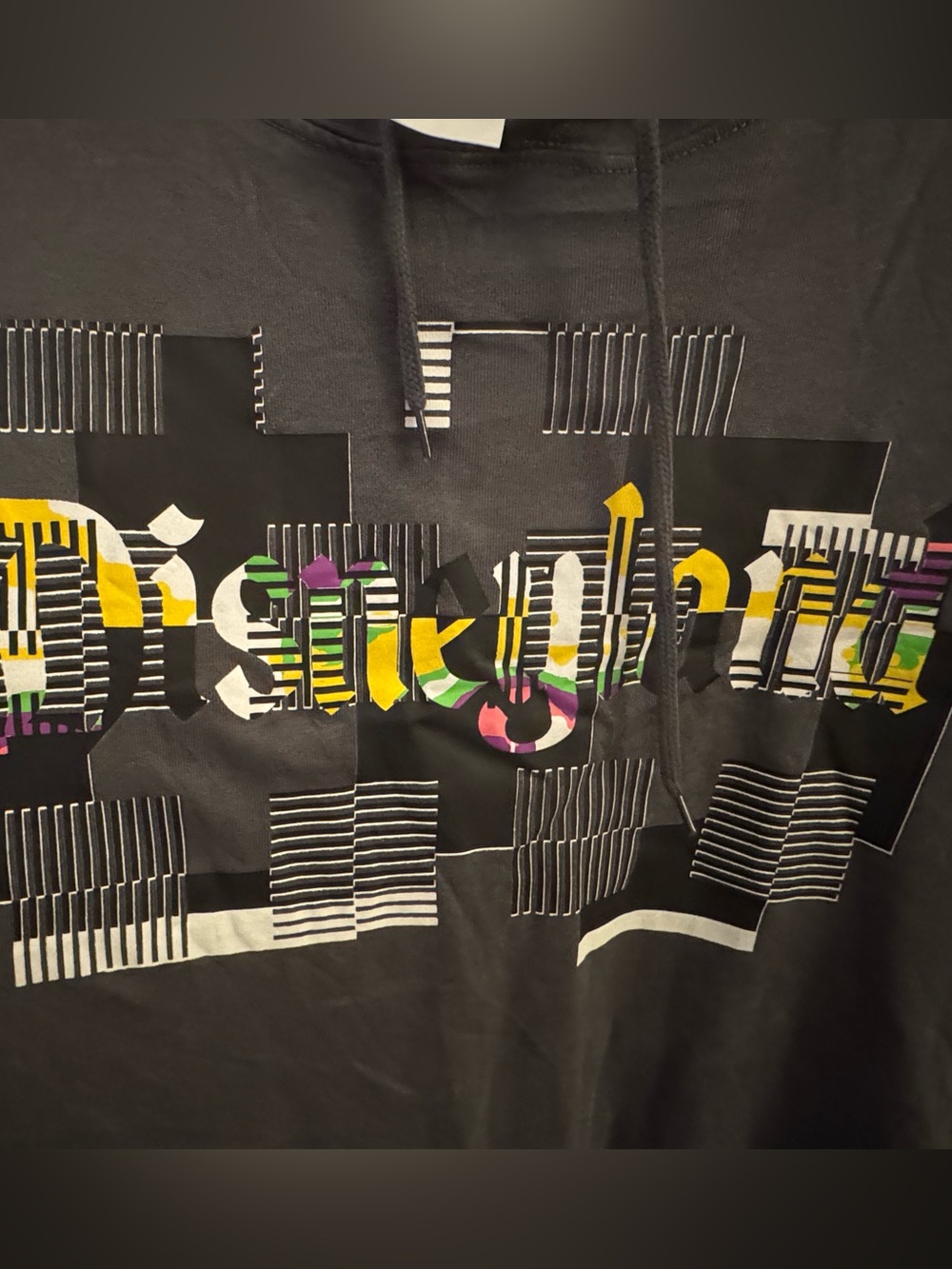 Disney Black Hoodie with Multicolor Logo Accent